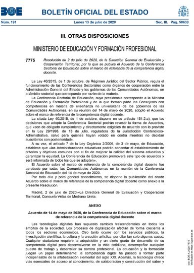 Marco de referencia de la competencia digital docente