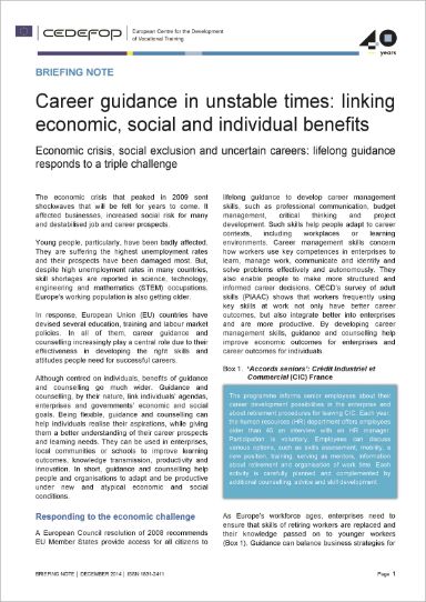 La orientación profesional en tiempos de inestabilidad: aunando los beneficios económicos, sociales e individuales
