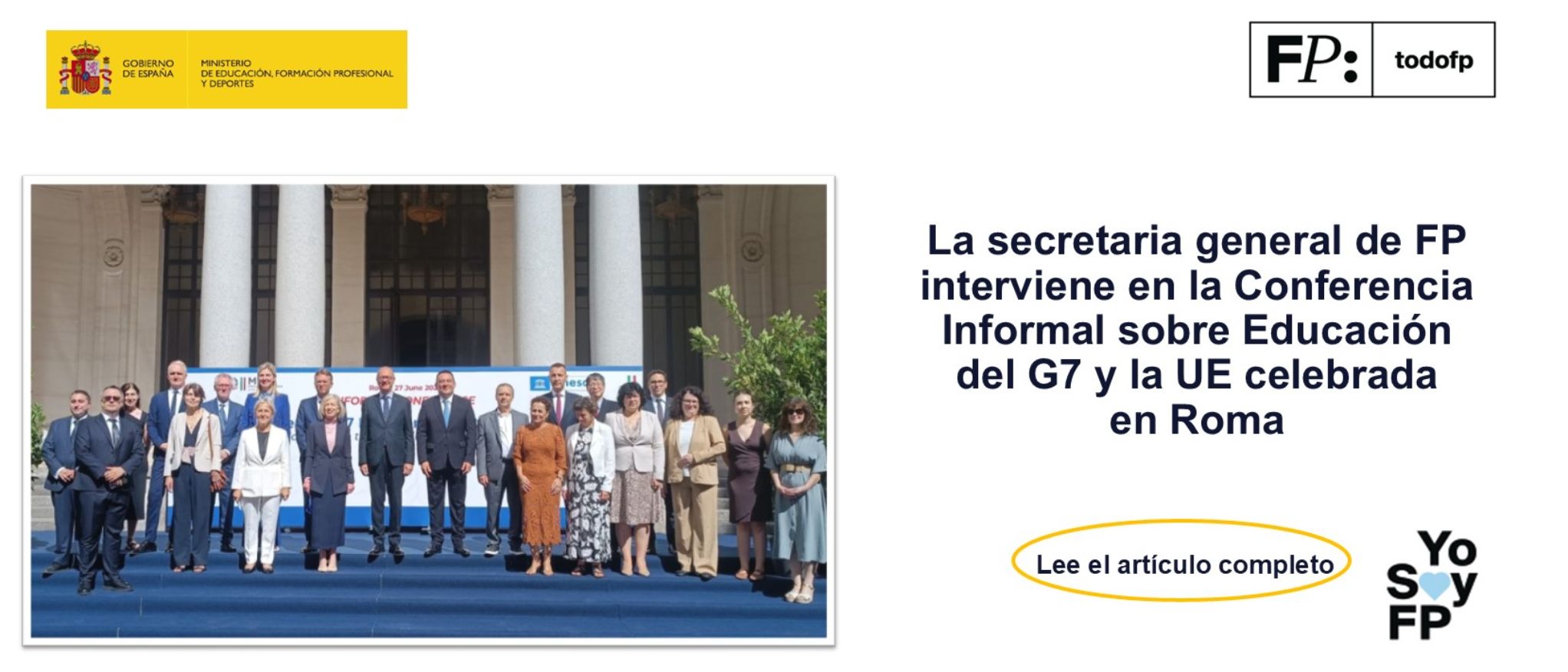 La secretaria general de FP interviene en la Conferencia Informal sobre Educación del G7 y la UE celebrada en Roma