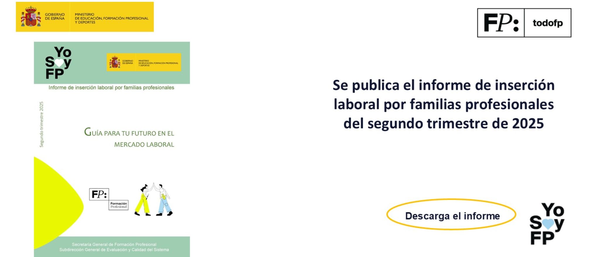 Se publica el informe de inserción laboral por familias profesionales del segundo trimestre de 2025