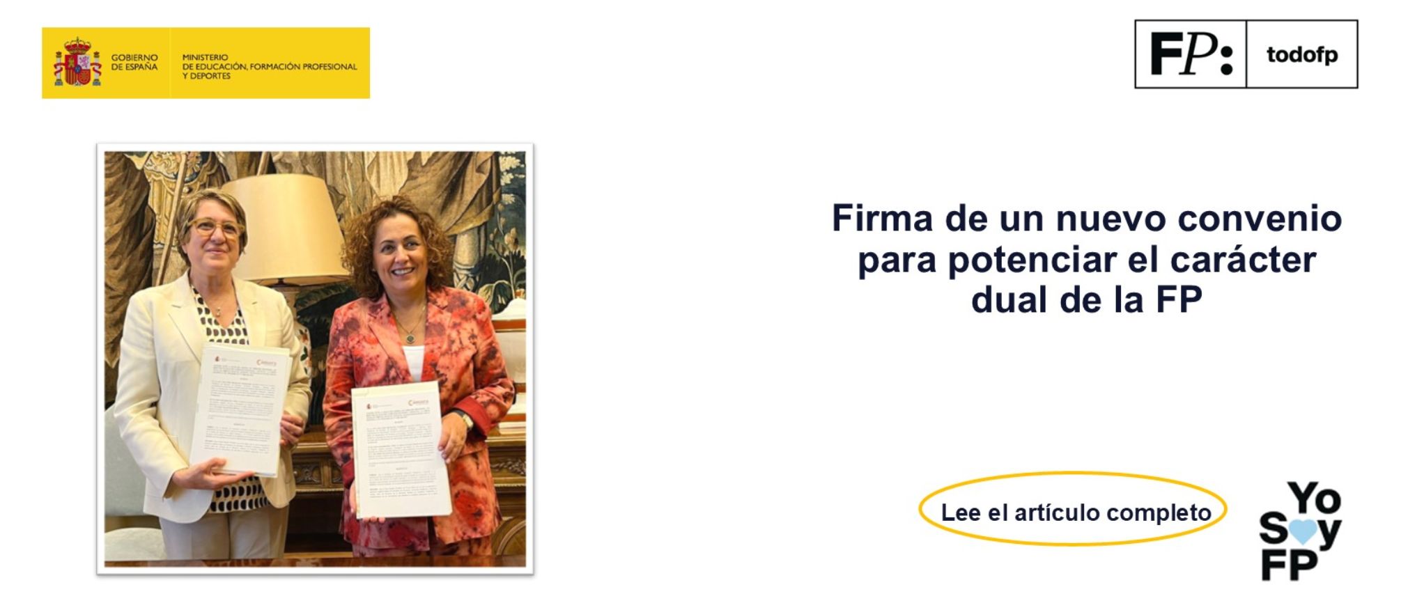 Firma de un nuevo convenio para potenciar el carácter dual de la FP