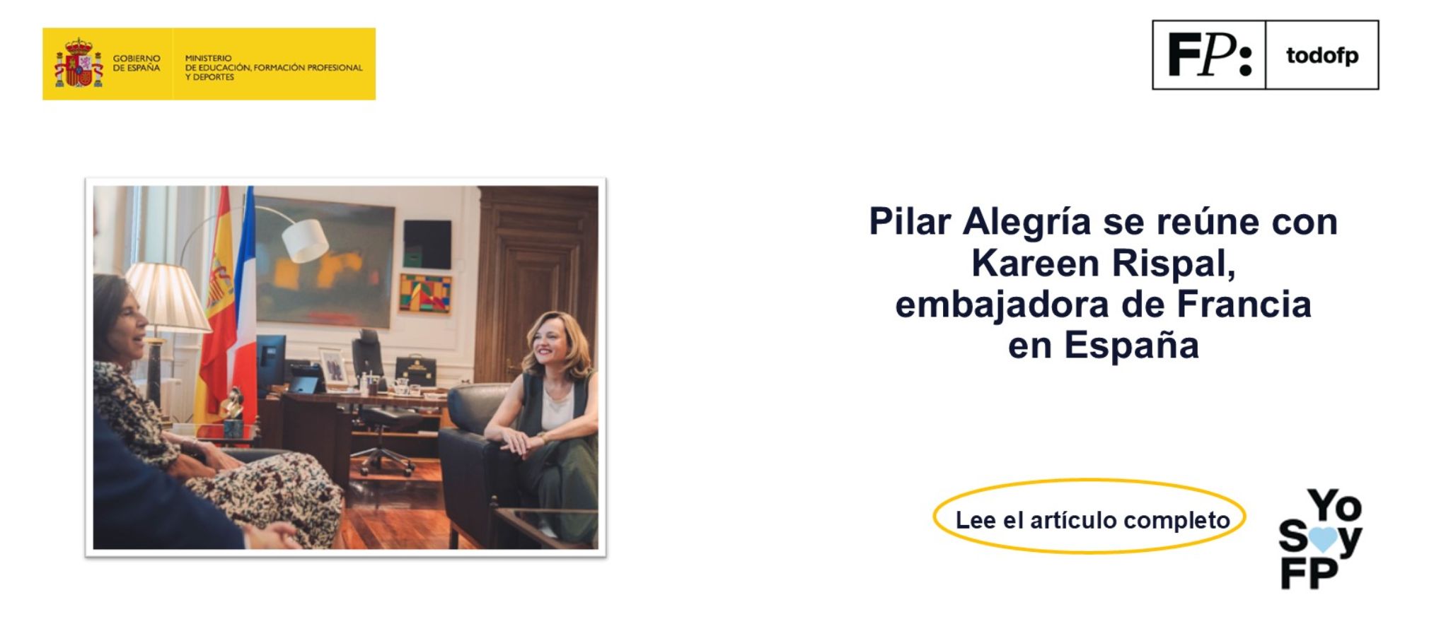Pilar Alegría se reúne con Kareen Rispal, embajadora de Francia en España