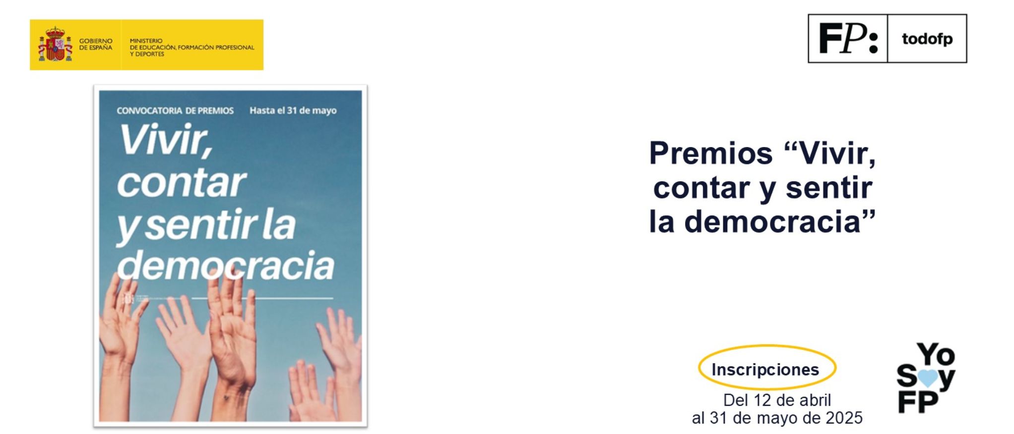 El Ministerio de Educación convoca los premios 'Vivir, contar y sentir la democracia'