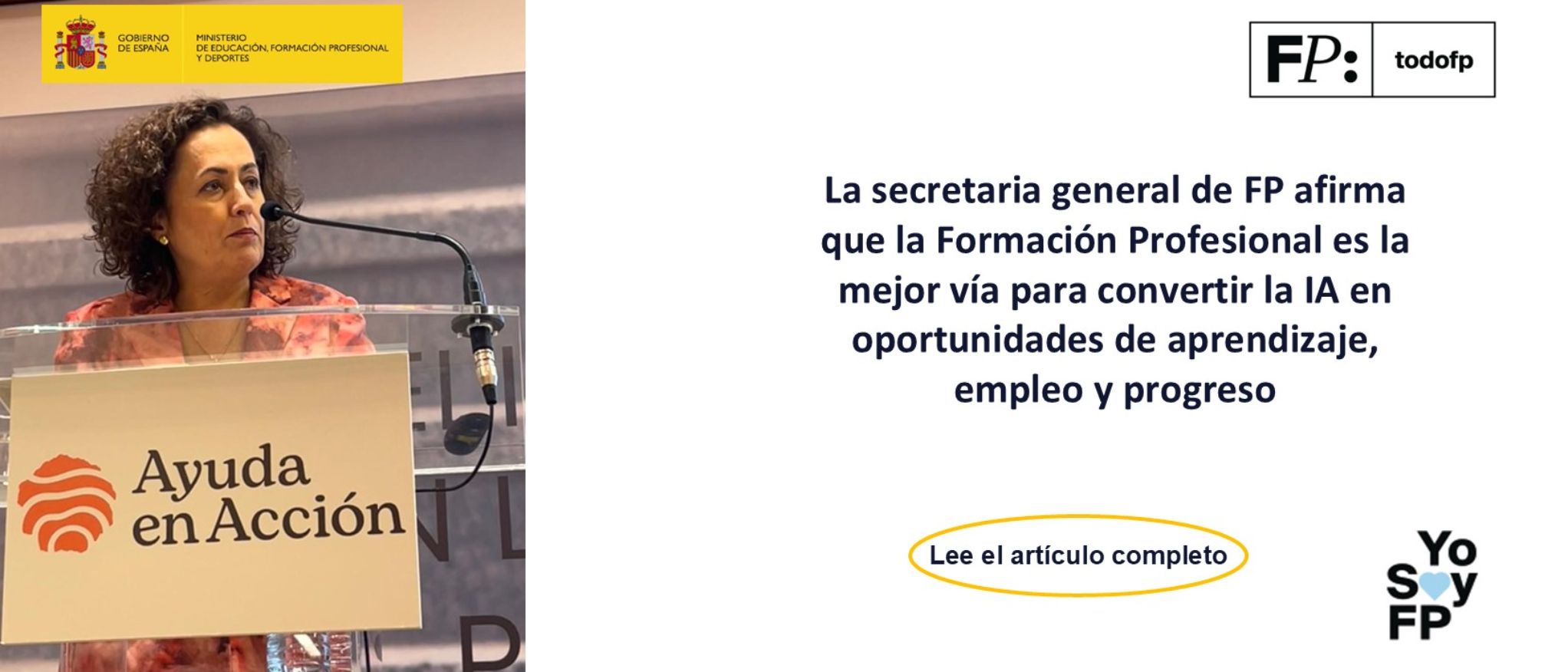 La secretaria general de FP afirma que la FP es la mejor vía para convertir la IA en oportunidades de aprendizaje, empleo y progreso