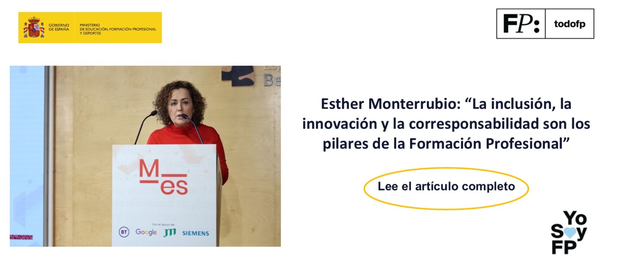 Esther Monterrubio: “La inclusión, la innovación y la corresponsabilidad son los pilares de la Formación Profesional”