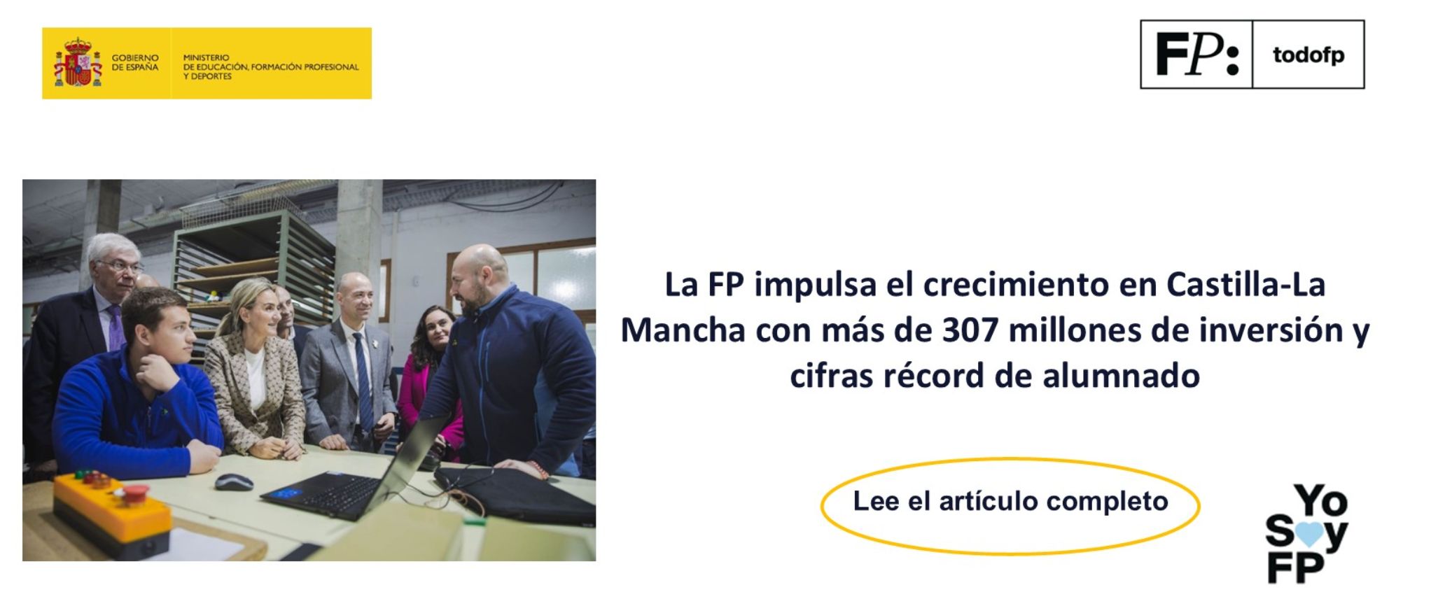 La FP impulsa el crecimiento en Castilla-La Mancha con más de 307 millones de inversión y cifras récord de alumnado