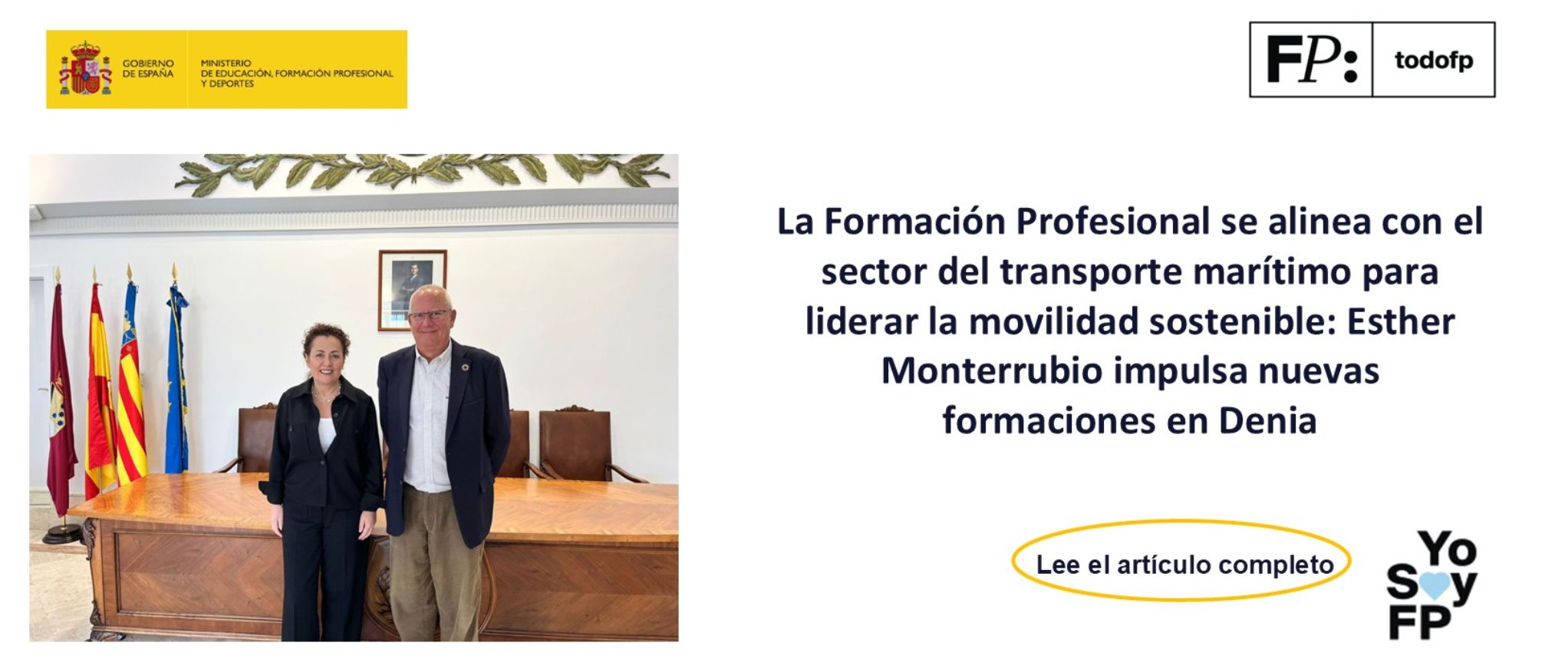La Formación Profesional se alinea con el sector del transporte marítimo para liderar la movilidad sostenible: Esther Monterrubio impulsa nuevas forma