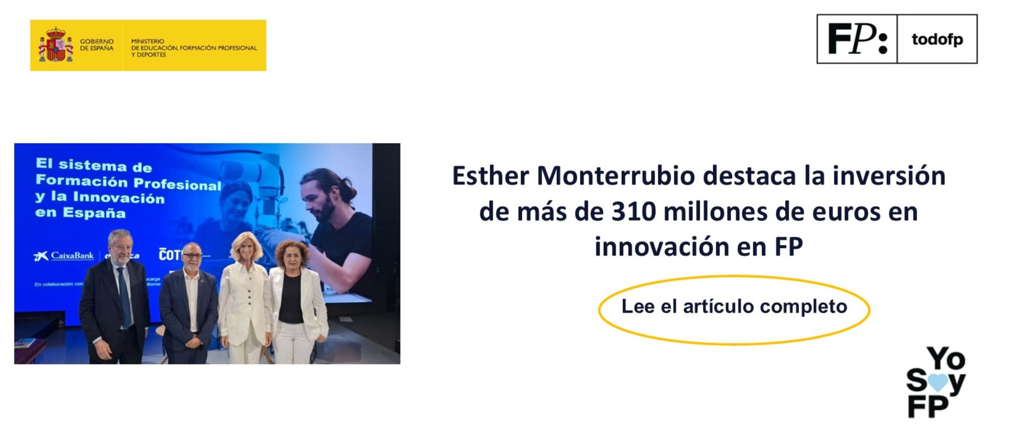 Esther Monterrubio destaca la inversión de más de 310 millones de euros en innovación en FP