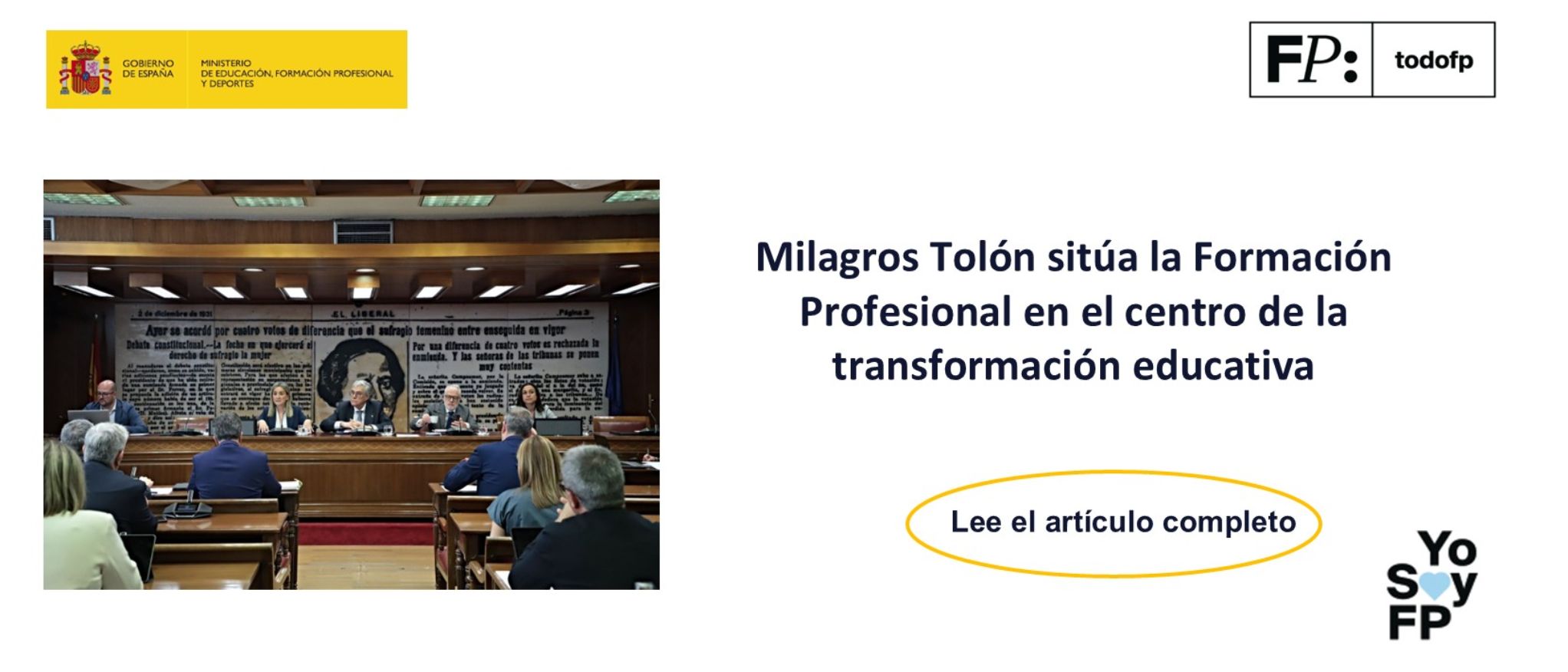 Milagros Tolón sitúa la Formación Profesional en el centro de la transformación educativa