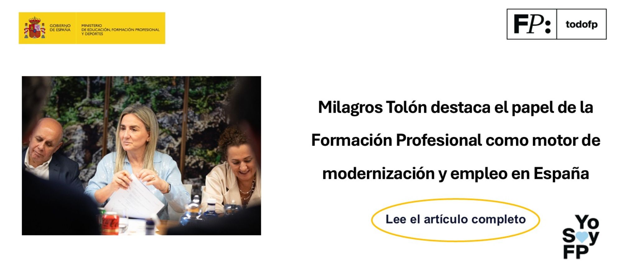 Milagros Tolón destaca el papel de la Formación Profesional como motor de modernización y empleo en España