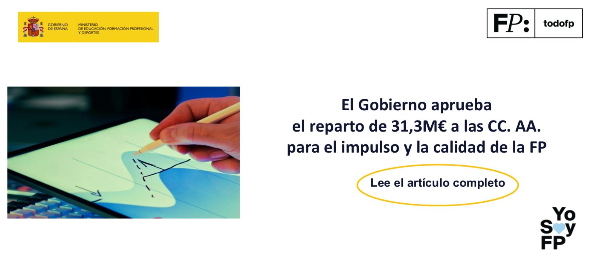 El Gobierno aprueba el reparto de 31,3 millones de euros a las CC.AA. para el impulso y la calidad de la FP