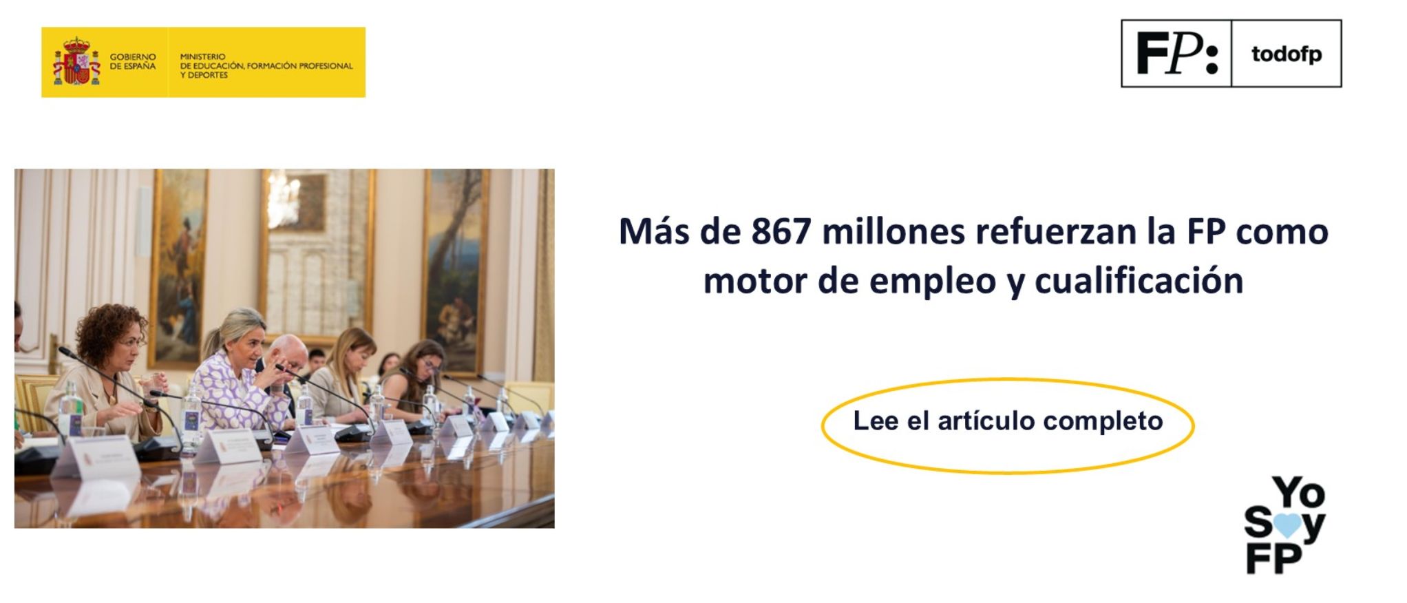 Más de 867 millones refuerzan la FP como motor de empleo y cualificación