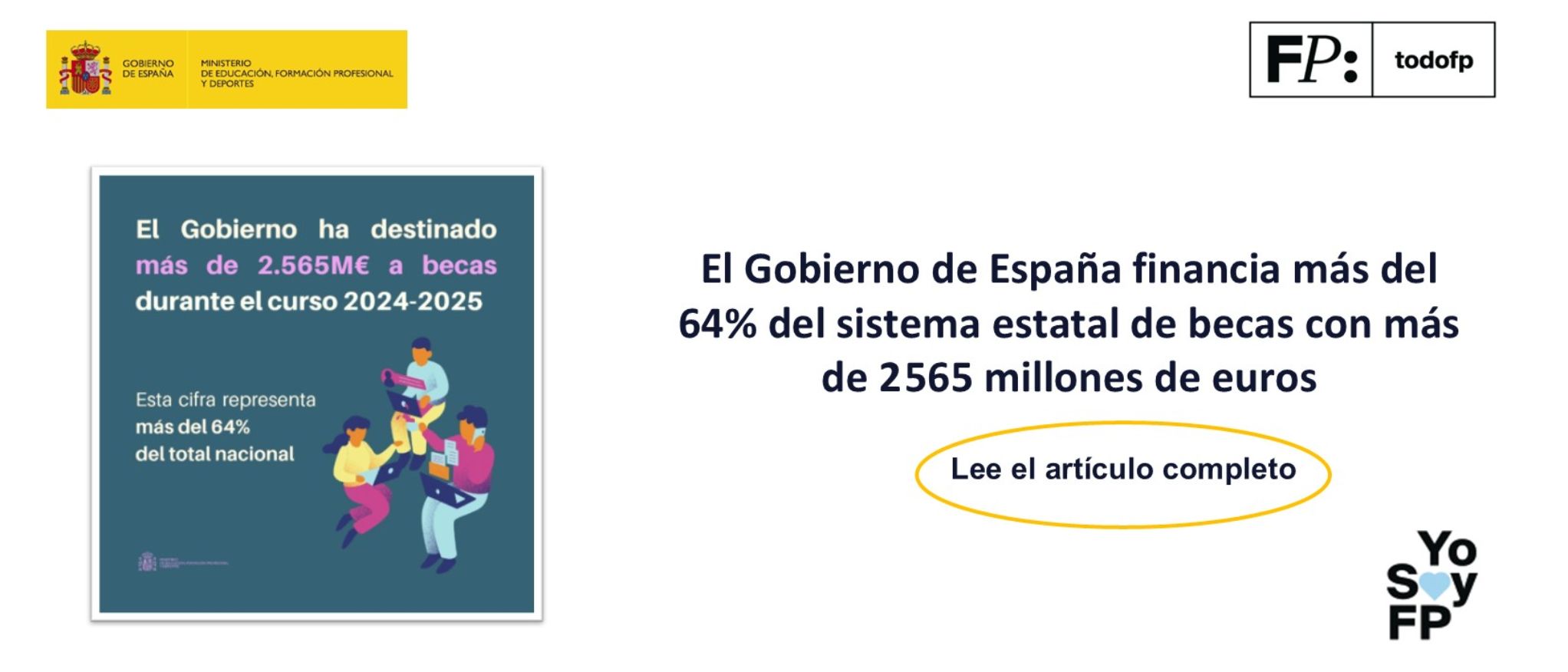 El Gobierno de España financia más del 64% del sistema estatal de becas con más de 2.565 millones de euros, un incremento del 5% respecto al curso ant