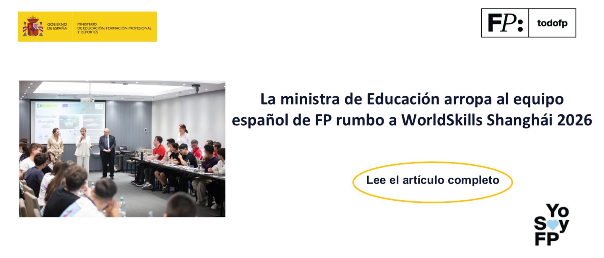 La ministra de Educación arropa al equipo español de FP rumbo a WorldSkills Shanghái 2026