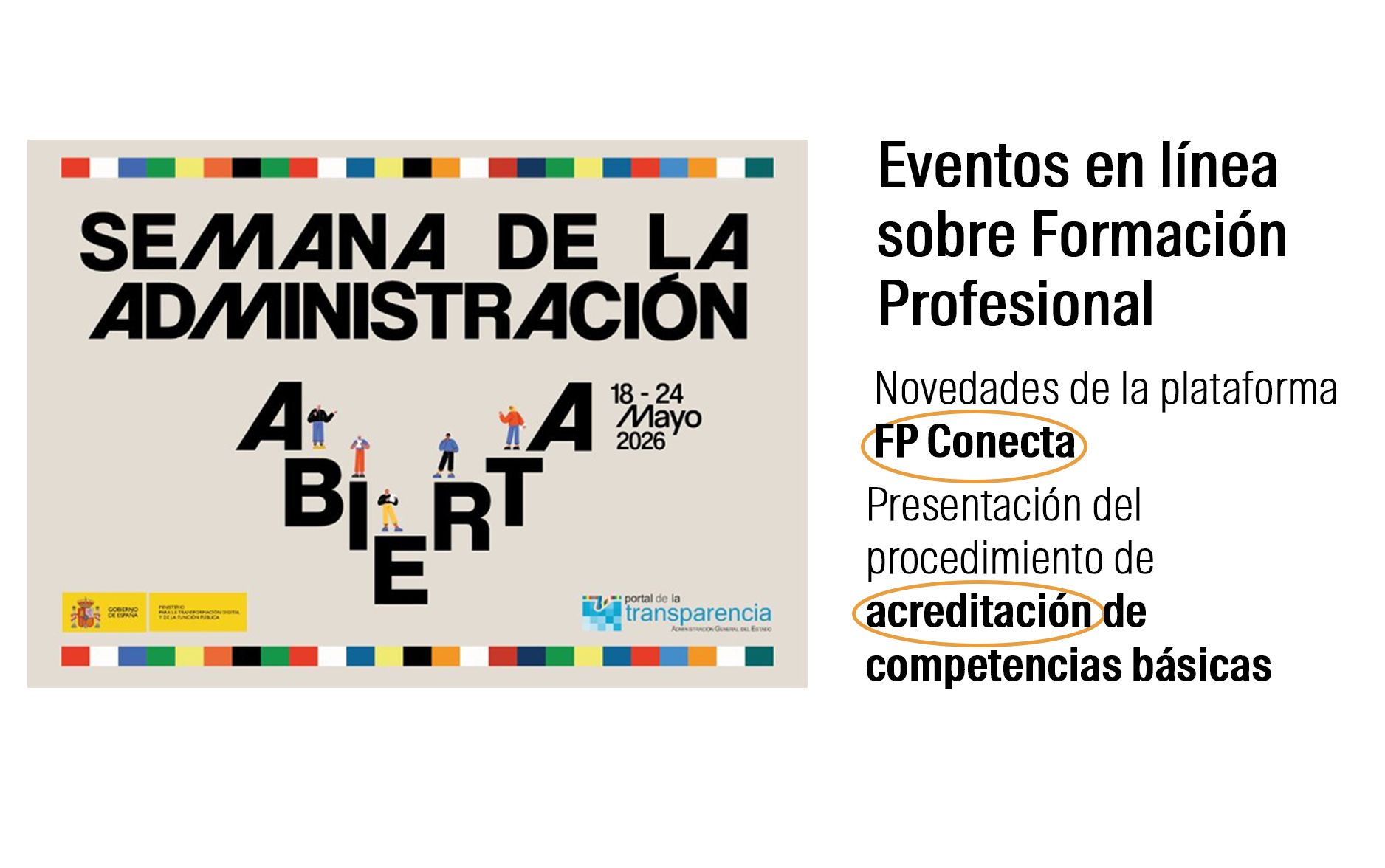 Eventos en línea sobre Formación Profesional   Novedades de la plataforma FP Conecta   Presentación del procedimiento de acreditación de competencias 