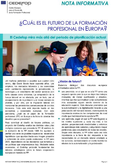 Publicación ¿Cuál es el el futuro de la formación Profesional en Europa?